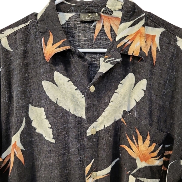 After Dark By Falcon Hawaiian Men's Black Floral Shirt Large - Picture 3 of 10
